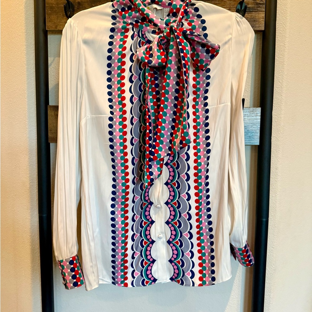 Boden Multicolor Patterned Blouse with Bow